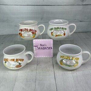 Caraway Naturals DAT'I DO-IT Vege Potato Tomato Chicken Soup Recipes Mug Set 4